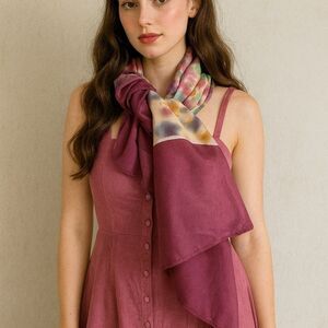 Purple Pink Inkblot Scarf Square Neck Shawl Chiffon Fairy Coquette 30x30 Whimsic